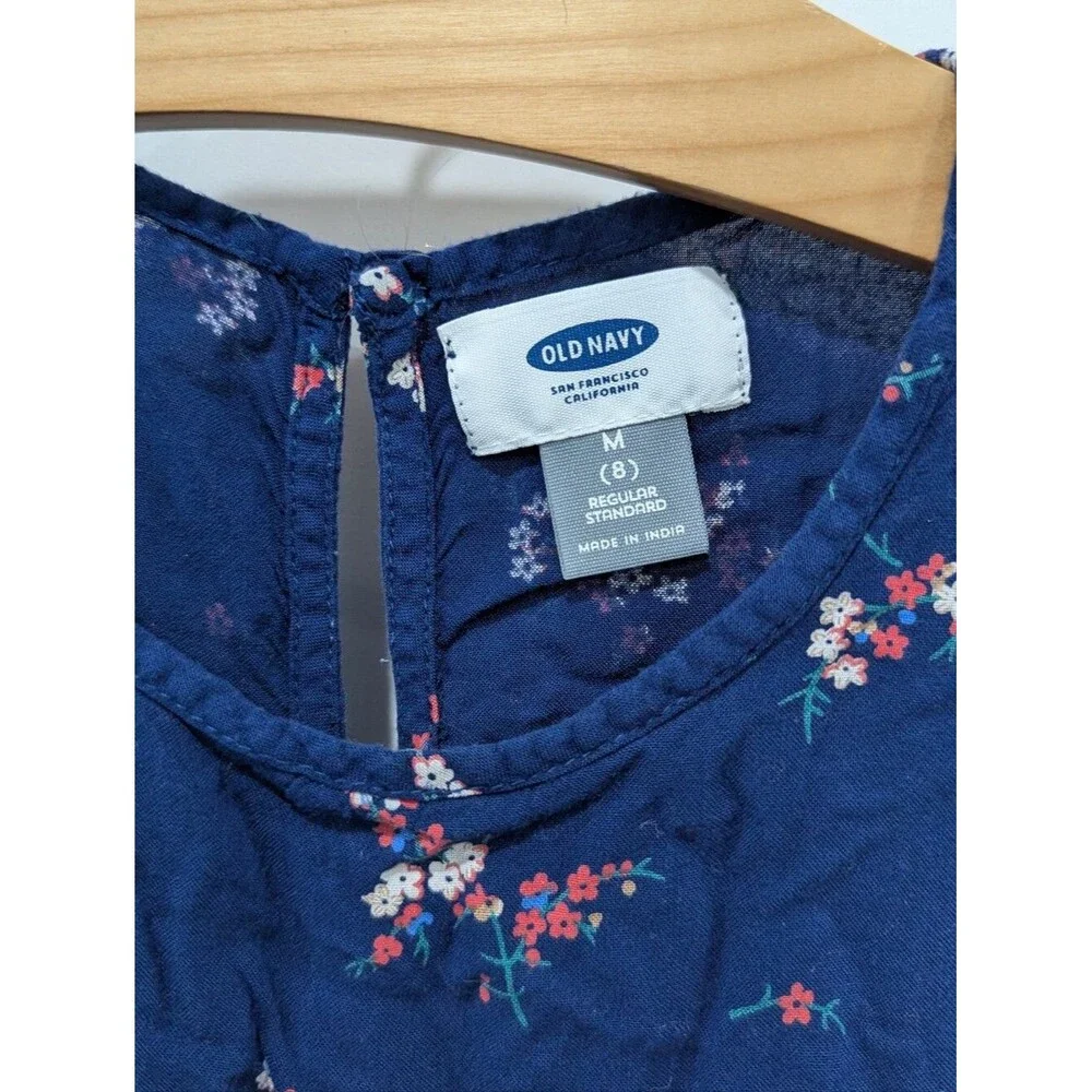 Old Navy Kids Blue Flower Swing Tank Sleeveless High Low Hi Dress Girls Size M 8
